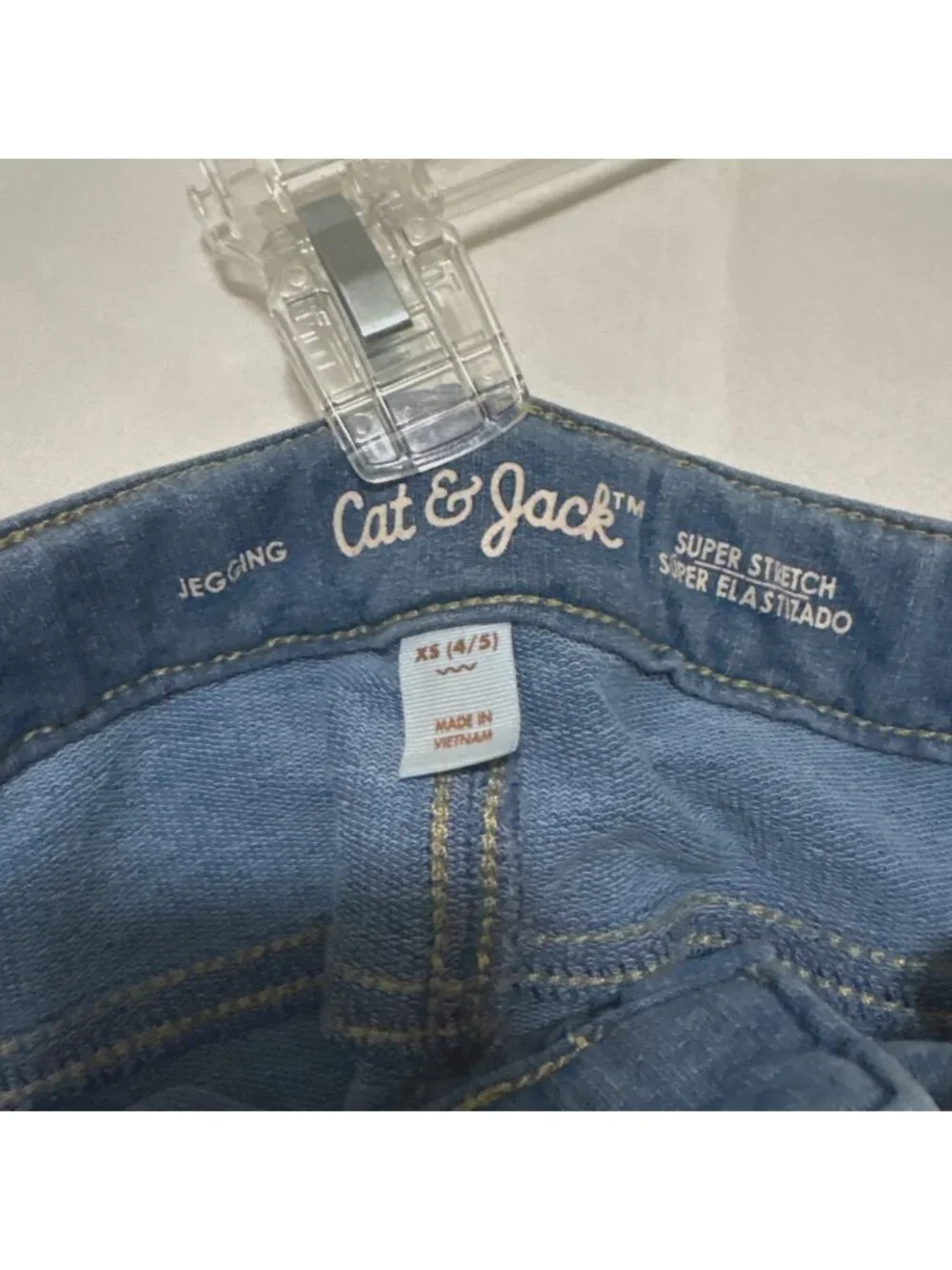 Cat & Jack Girls XS 4/5 Blue Denim Pull On Stretch Skinny Jeggings Jeans Kids